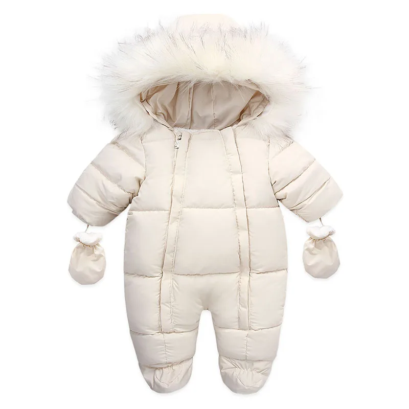 

0-24M Newborn Baby Girl Clothes Winter Cotton Baby Romper With Gloves Children's Jumpsuit Hooded Plus-Velvet Infant Clothing Set