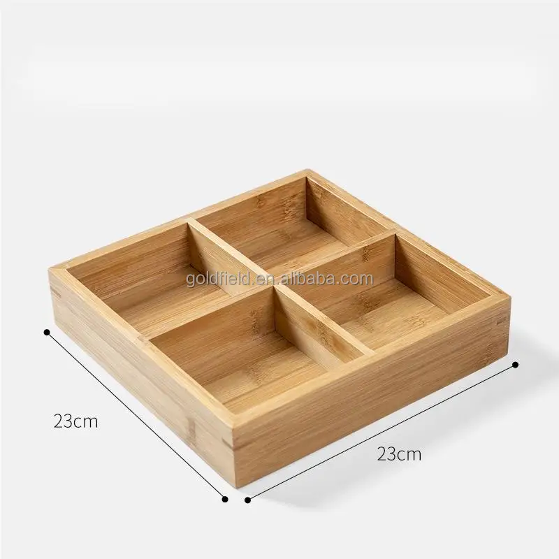 

Classic and Eco-environmentally natural bamboo four Palace Grid Storage Box for home restaurant wedding ornament