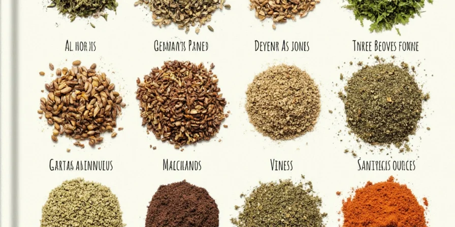A collection of top 20 must-have spices lined up neatly.