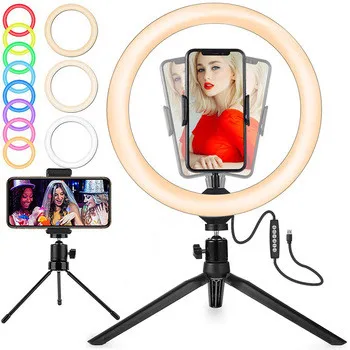 

wholesale portable tik tok sale cheap price lamp circle mini selfie led ring light with tripod stand, Colorful ring light