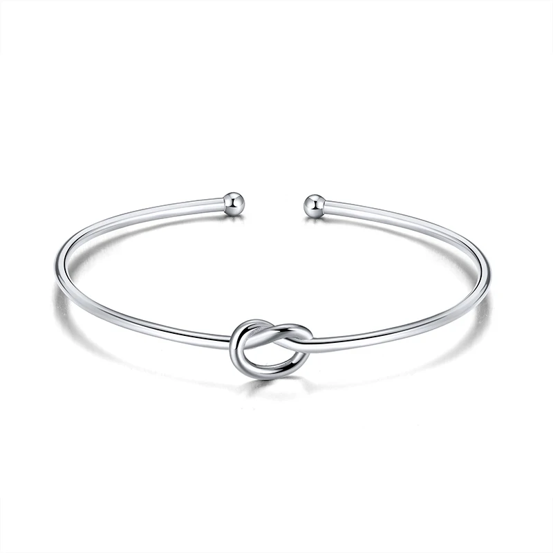 

RINNTIN SB83 Fashion knot open bracelet 925 Sterling silver shiny bracelet women