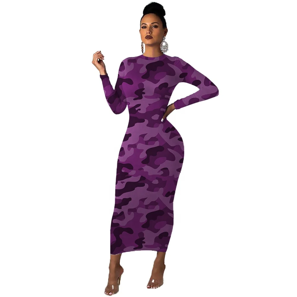

B61698A Hot style European and American women sexy camouflage tight fashion dress