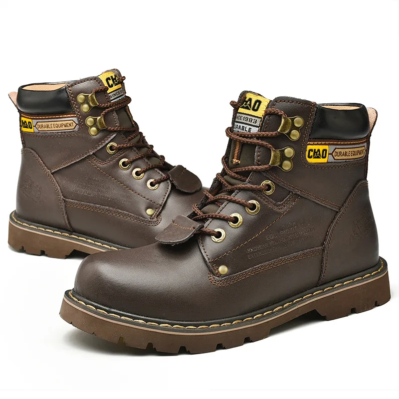 

Hot Spot men's work boots cowhide high-top cat Martin boots anti-smashing steel toe safety boots Caterpillar original