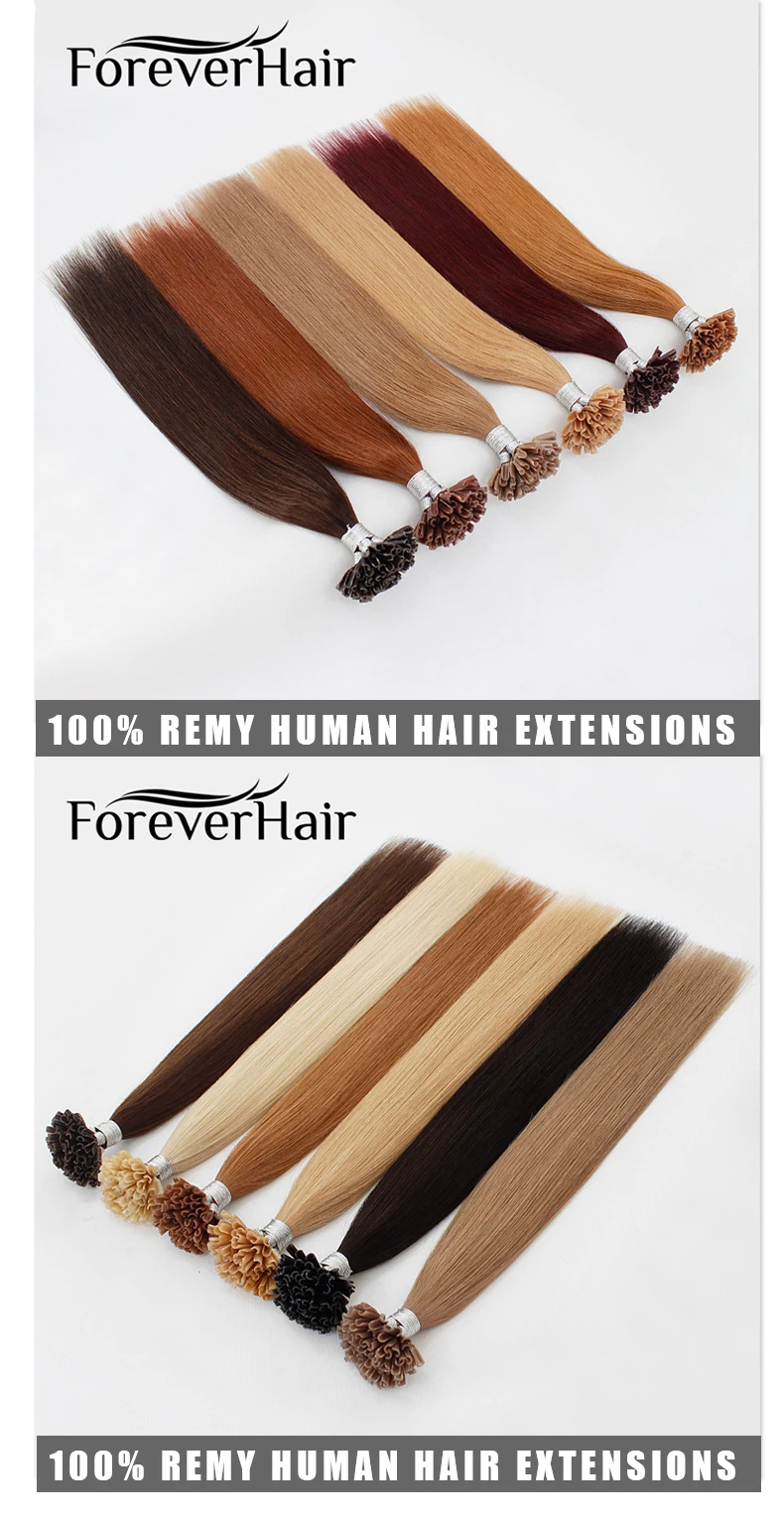 Forever Keratin 100 Cheap Straight Remy silver U Tip Fusion Hair