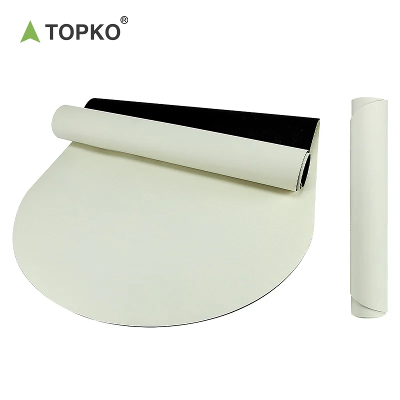 TOPKO Pu Rubber Curved  Yoga Mat White Colour Natural Rubber Oval Curve Pu Yoga Mat