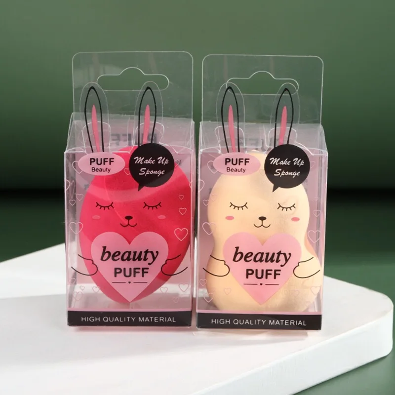 

HZM 2021 1 Pvc box packing latex free Teardrop Cutting Blending Beauty Custom Logo Wholesale Cosmetic Powder Puff Makeup Sponge, Customized