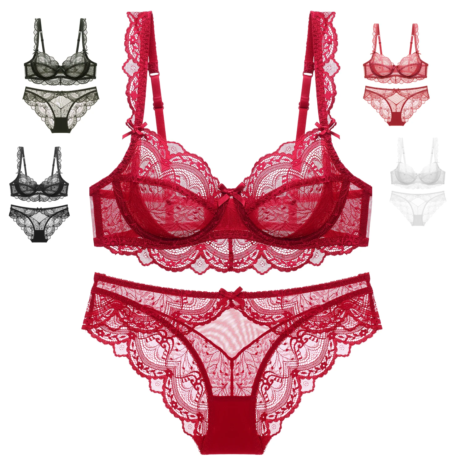 

high quality womens valentines day lingerie lace push up sexy underwear ladies bra and panties sets