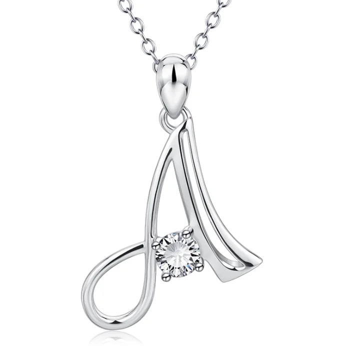 

Fashion Jewelry Minimalist daily Silver A - Z Letters Shape 3A Zircon Necklaces for Women