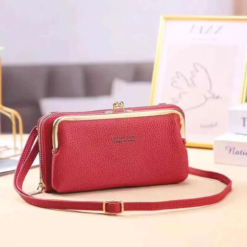 

Solid Color Large Capacility Fashion PU Leather Women Wallets Lichee Zippered Clutch Bag Many Compartments Coin Purse