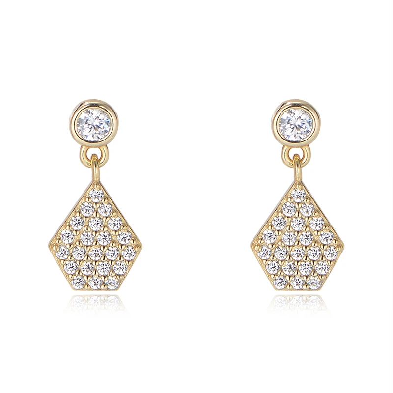 

luxury jewelry brand psj S 925 Sterling silver 14k gold plated bling Cubic Zirconia Chandelier Earrings for women girls