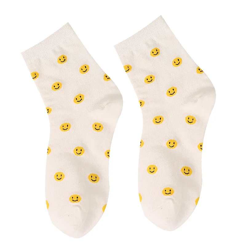 

WIIPU Summer Women's Socks Harajuku Korea Japanese Cotton Socks Girl Cartoon Smiley Funny Womens Socks