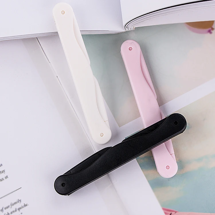 

Painless Biodegradable Oem Folding Foldable Facial Hair Remover Stainless Steel Eyebrow Razor, White, pink, black