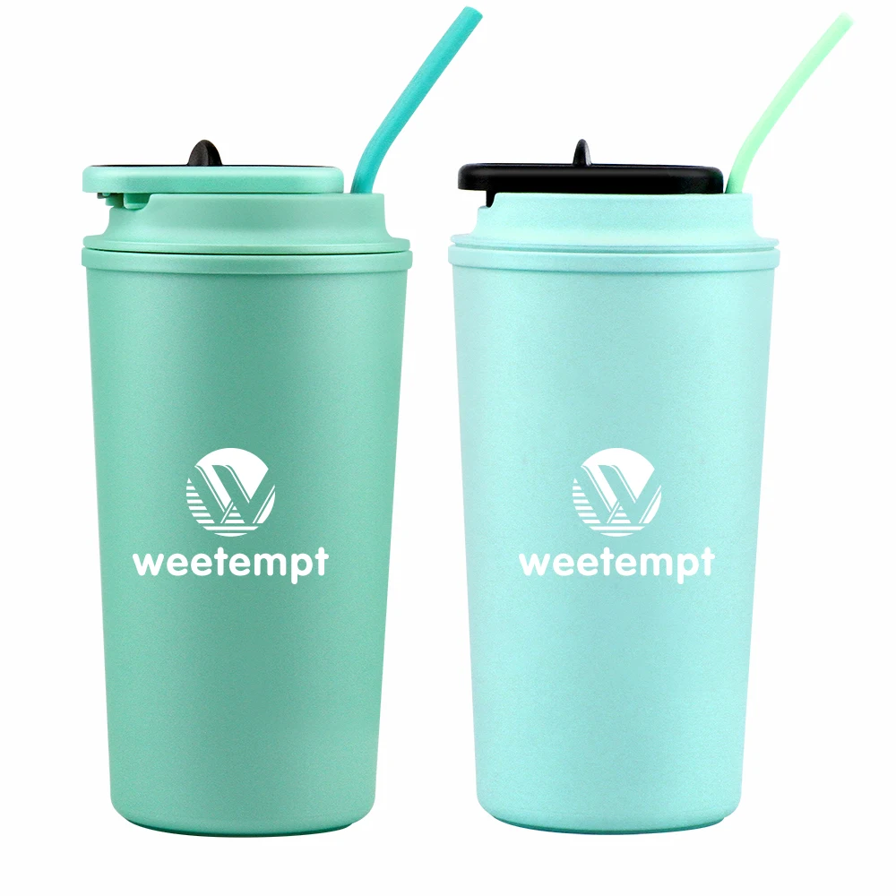 

Factory Price Custom Color 500ml PP Plastic Coffee Travel Mugs with Logo Leak-proof Lid and Silicone Straw, Customized color