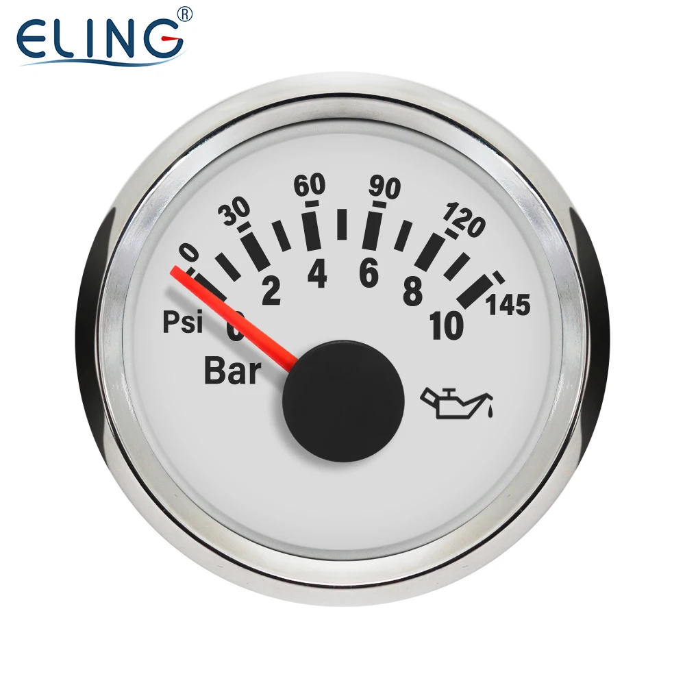 

ELING Warranted Oil Pressure Gauge Meter 0-10bar 0-145PSI with Backlight 52mm(2") 9-32V