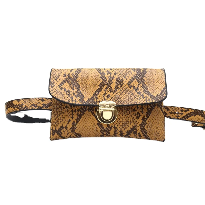 

2020 Fashion Snake Pattern Mini Waist Purses Cross body Belt Small Handbags Messenger Bags Women