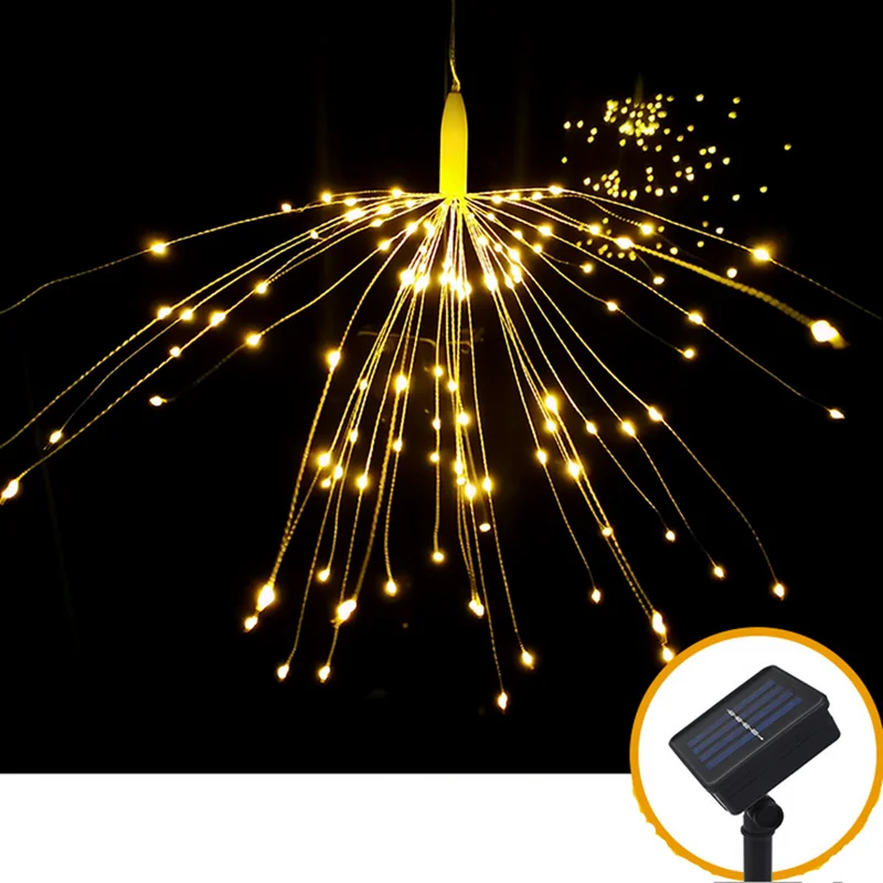 
Led Solar Powered 200Leds Waterproof Copper Wire Firework Light 