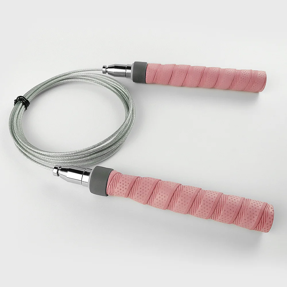 

Hot sale high quality steel wire jump rope hand gel anti-slip handle skipping rope self-locking new design jumping rope