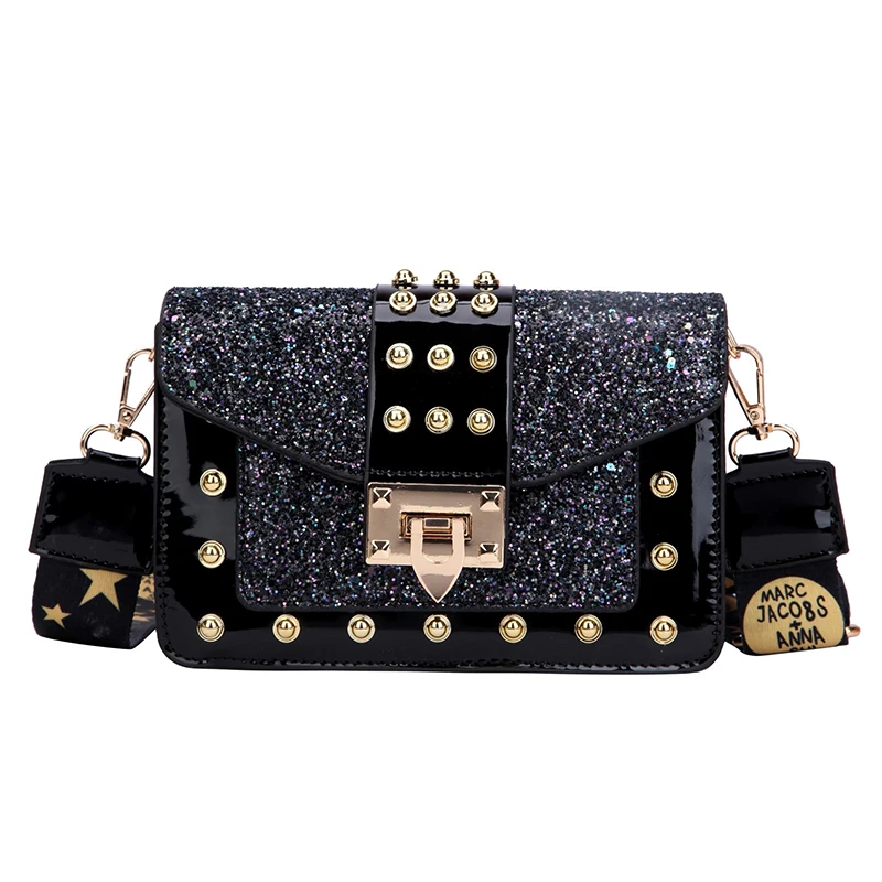 

2021 new wholesale women's wear rivet sequins fashion handbag women's bag shoulder, Black/pink/red/white