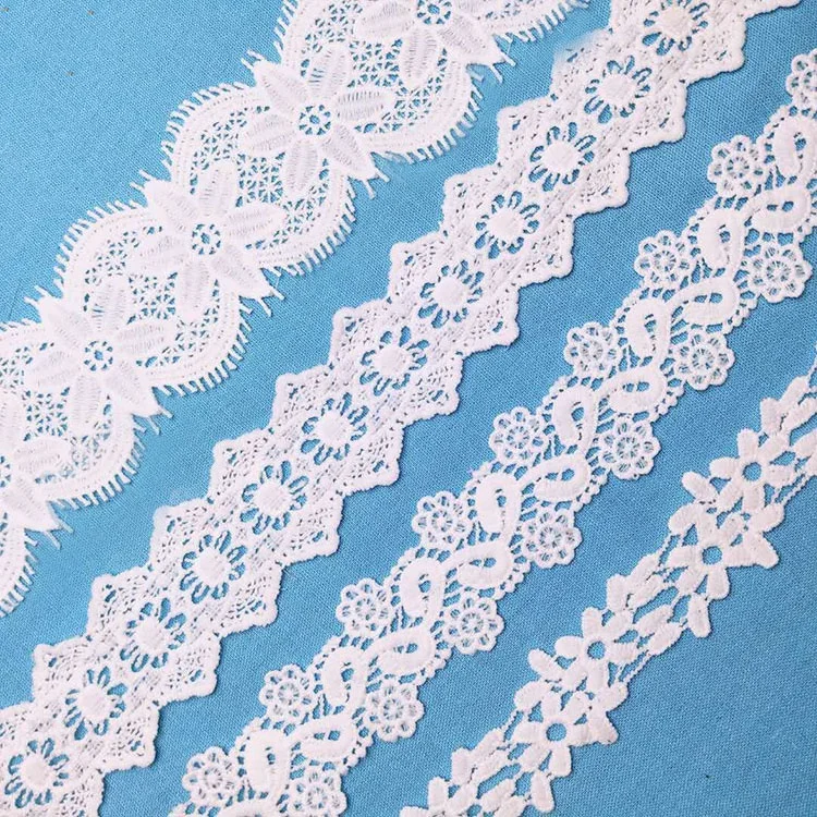 

Pretty quality floral water soluble lace trim for garment border, As pictured