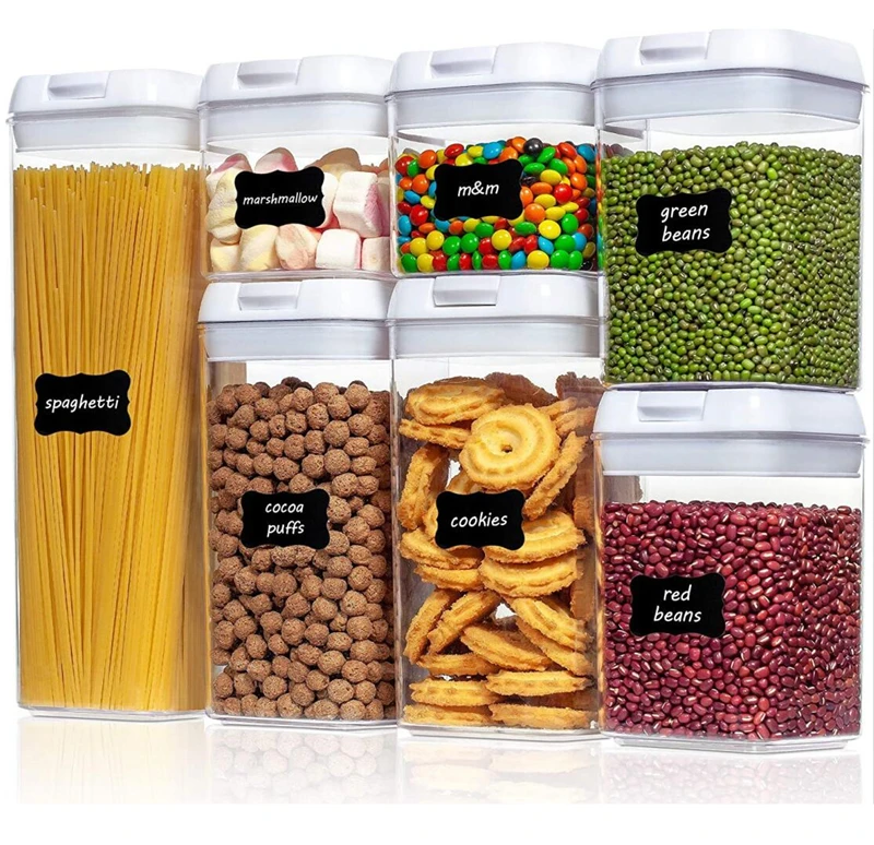 

Amazon Best Seller Large Spice Dry Food Storage Containers Airtight Clear Plastic Cereal Food Organizer Box Set With Lock Lids, As picture or customized