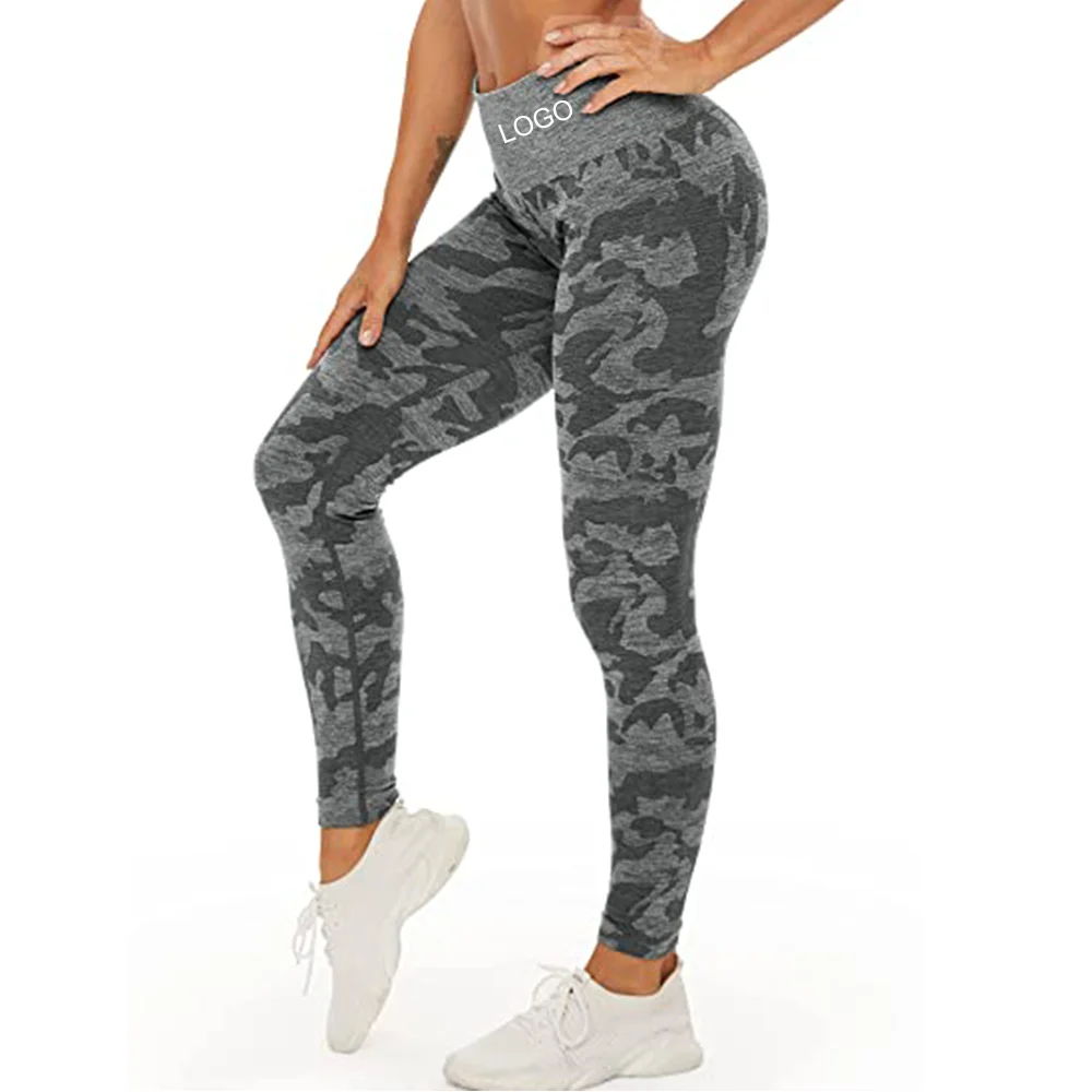 

Women's Seamless Camouflage Workout Tights High Waist Abdomen Yoga Pants Fitness seamless v cut leggings, Customized colors