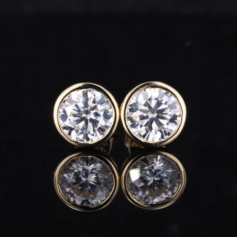 

starsgem gold earrings with 6.5mm heart&arrow 1 carat synthetic moissanite stone