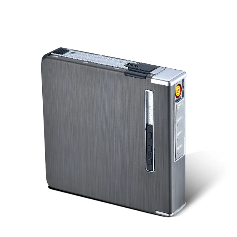 
custom focus metal USB electronic automatic cigarette carrying case holder with lighter 