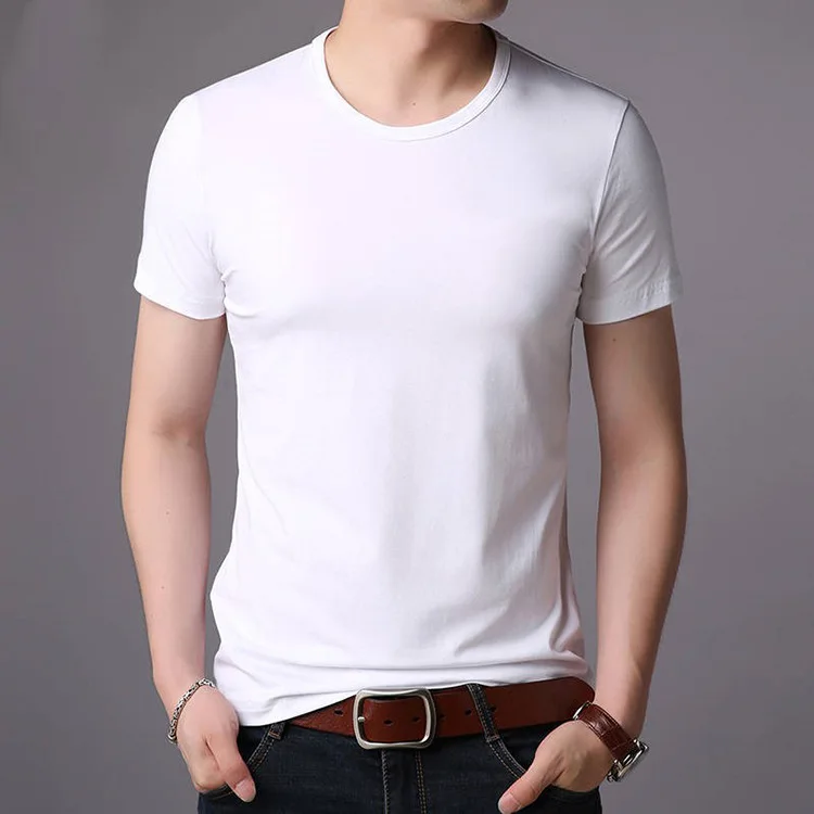 

Men's round neck plus size shirt white summer trend half sleeve T-shirt