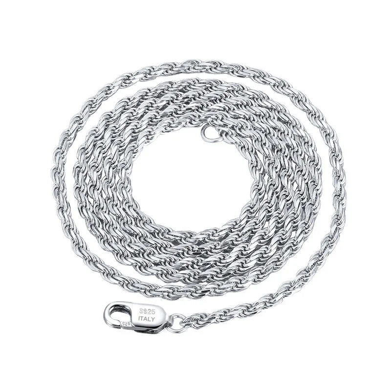 

New Fashion 925 Sterling Silver Twist Rope Chain Necklace Multi Size Sterling Silver Twisted Rope Chain Necklace for Women Men