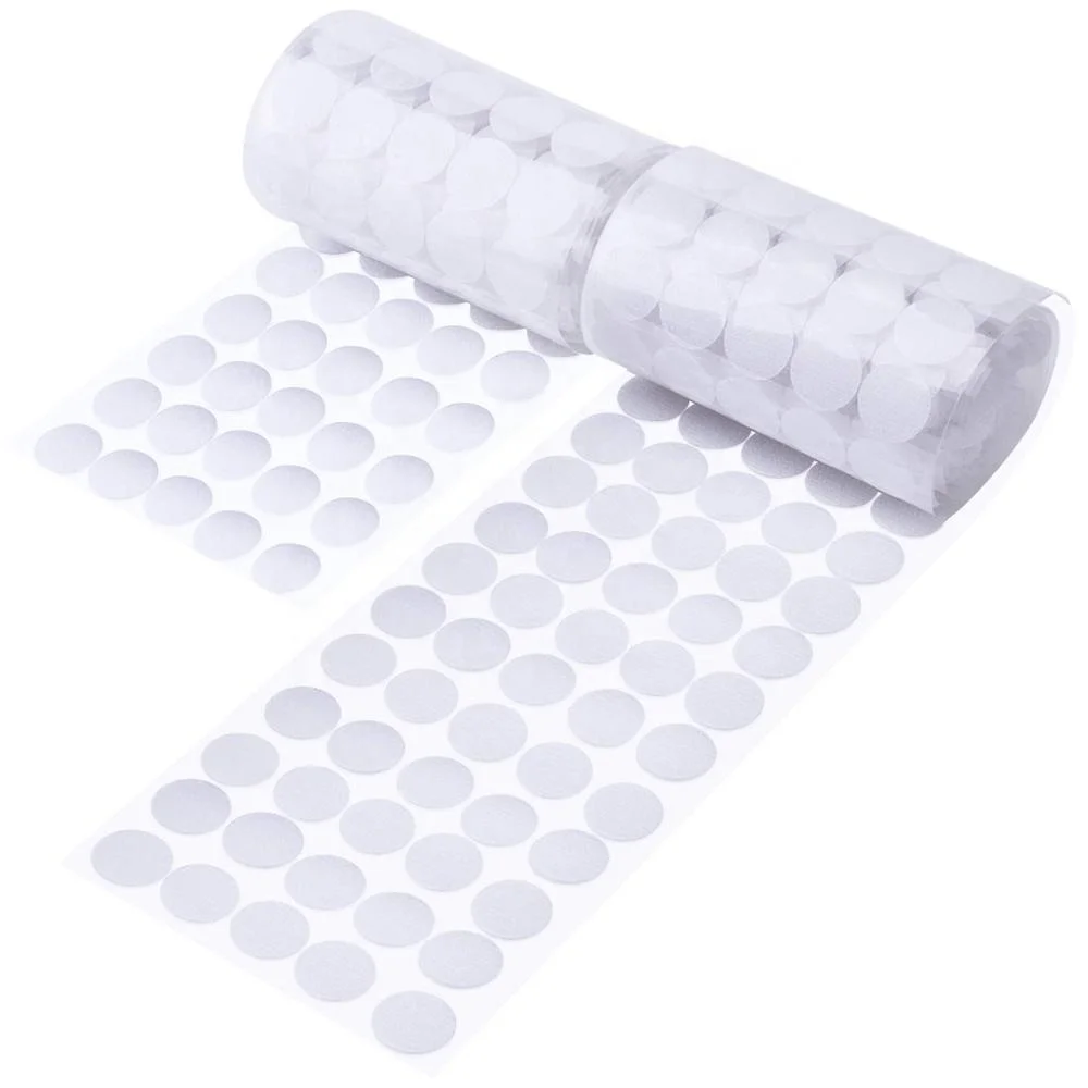 

100%Nylon in stock 20mm white adhesive hook and loop roll and dot and square