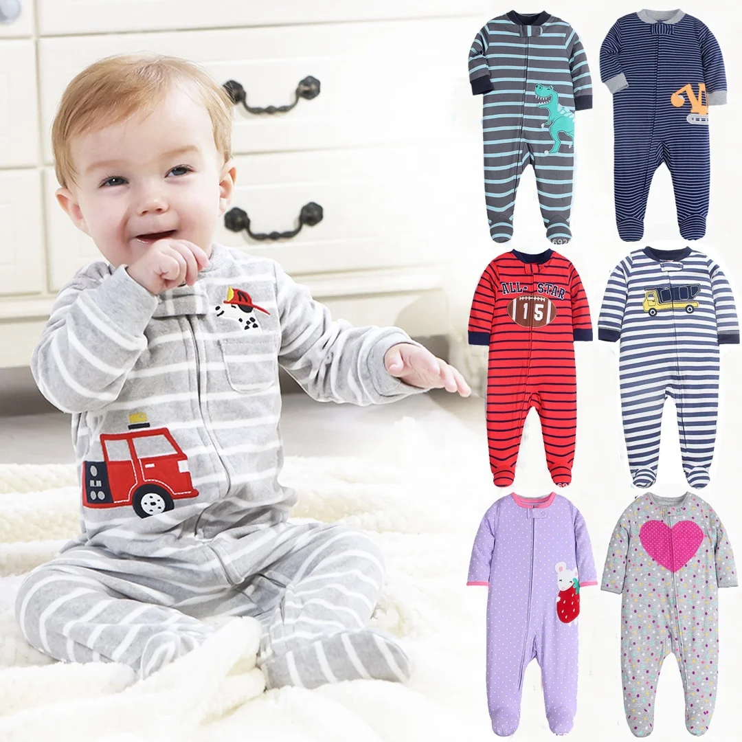 

Wholesale 0 to 6 Months Newborn Girls Zipper Sleeper Toddler Baby Footie Kids Pajamas With Low Moq, As picture
