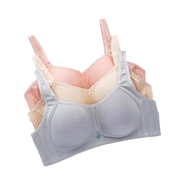

hot selling Plus Size Jacquard weave Underwear thin cup Women Elderly Bra, Skin color, grey, khaki