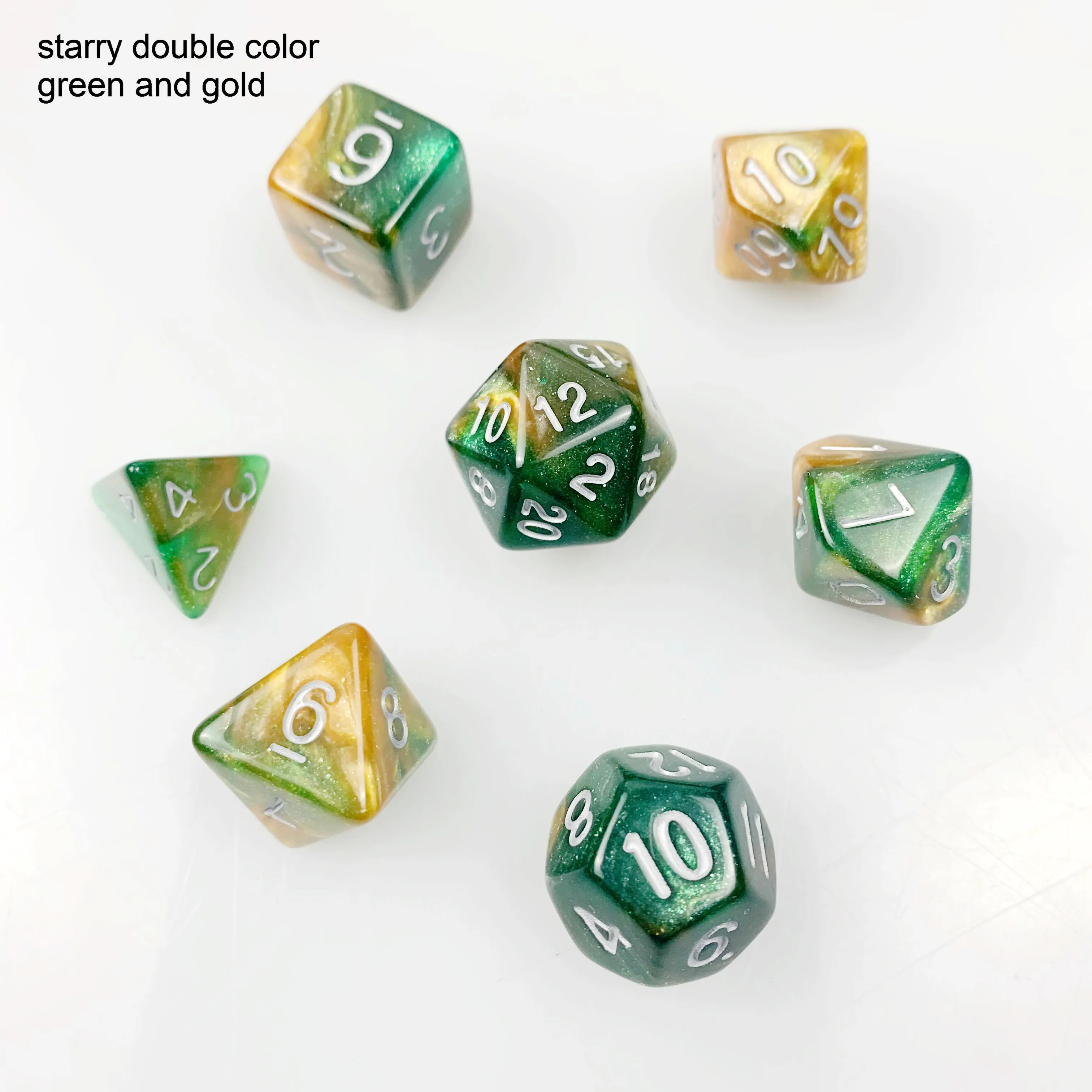 Dnd New Colors Starry Double Colors Custom Plastic Acrylic Dices 7pcs Per Set Cubes Polyhedral