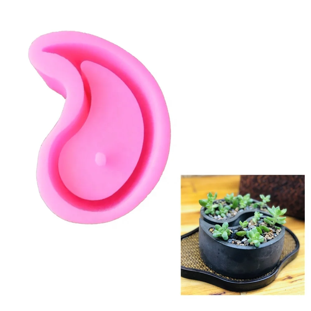 

Varied Shaped Tai Chi Plaster Silicone Molds Concrete Pot Flower DIY Silicone Planter Molds for Flower Pots