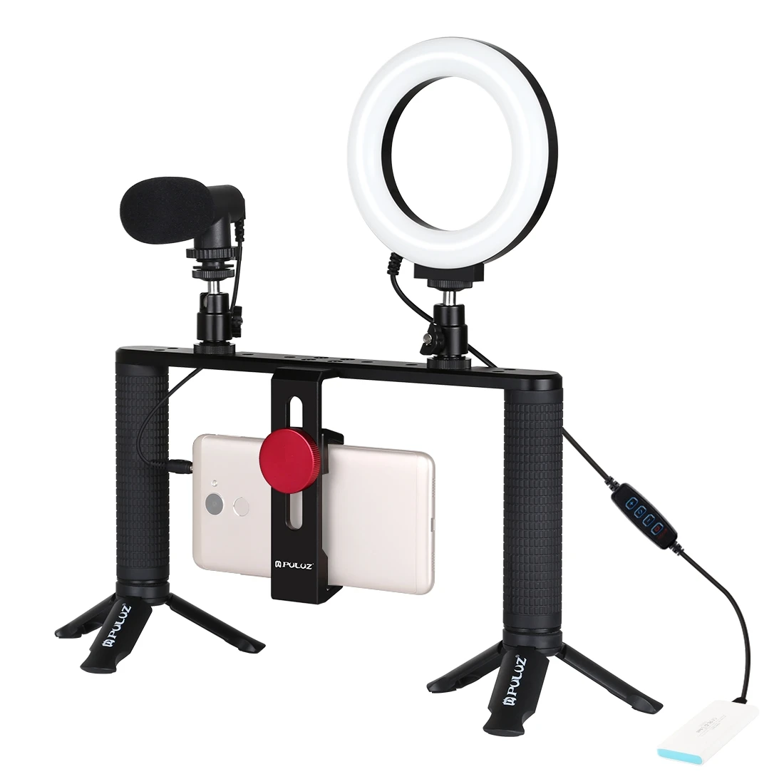 

Dropshipping 4 in 1 Vlogging Live Broadcast LED Selfie Light Smartphone Video Rig Kits with Microphone Tripod Mount