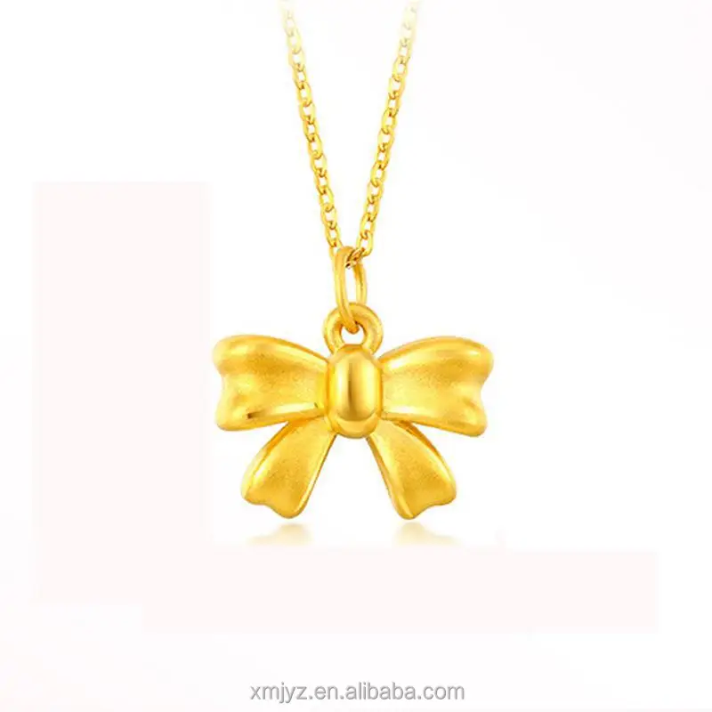 

Certified Factory Supply 5D Cyanide-Free Gold Bow Pendant Pure Gold 999 Necklace Pure Gold Bow Pendant