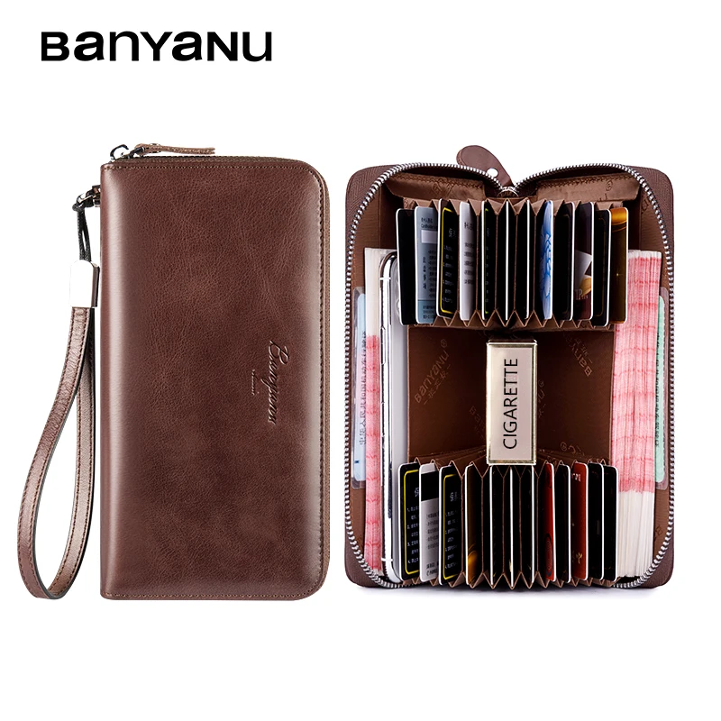 

BANYANU Large capacity genuine leather wallet for men card holders purse wallet