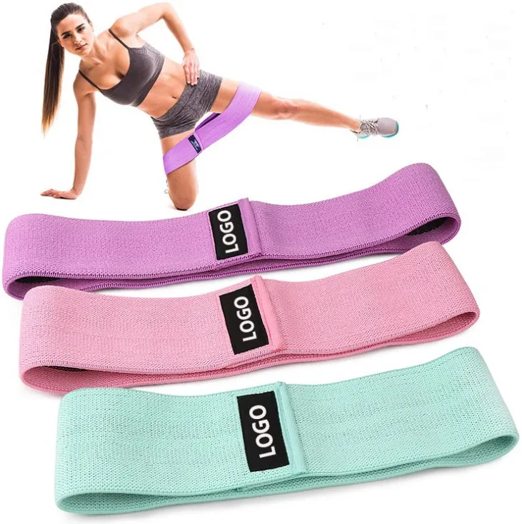 

Custom yoga gym exercise non-rolling hip circle resistance band for booty shaping and lifting, Pink, green, purple