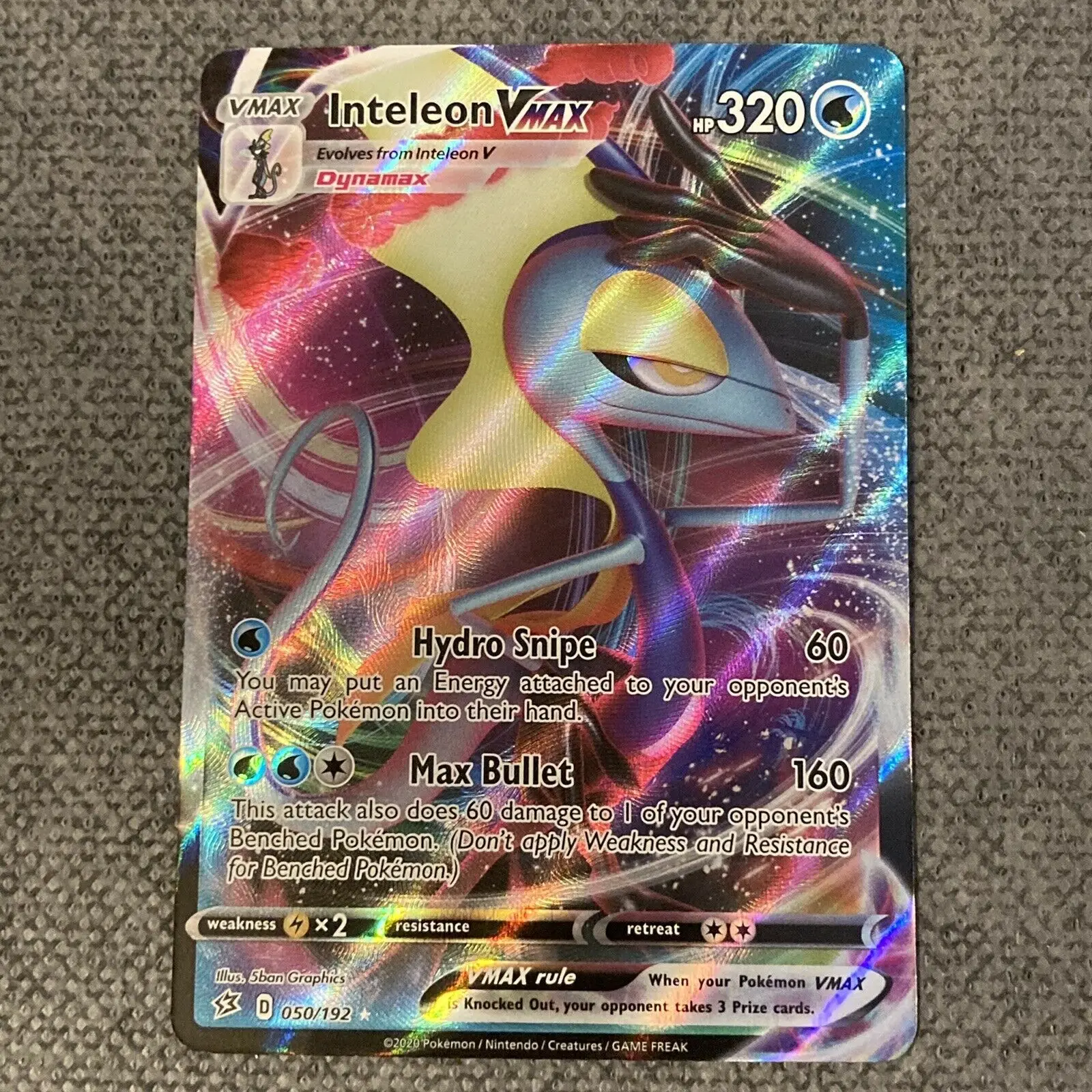 

Original Inteleon VMAX 050/192 Ultra Rare Holo Full Art Pokemon Rebel Clash English card MINT, Colorful