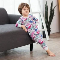 

posh cartoon dinosaur printing pajamas children clothing organic cotton kids clothes sets pajamas kids set