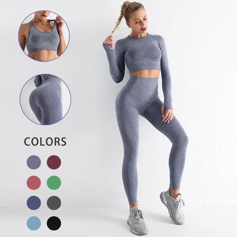 

New Style Yoga Suit Wholesale Sports Fitness Suit Quick-drying Womens Running Two-piece Set, 8 colors