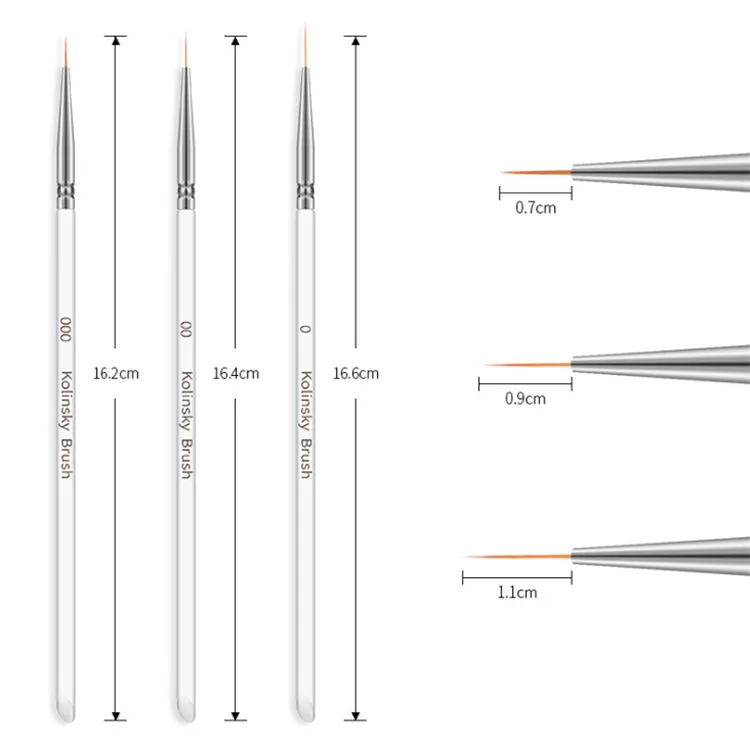 

Acrylic Handle Clear Fine Nail Art Liner Brush 3pcs