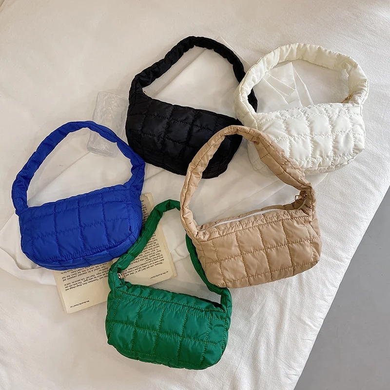 

New down jacket women's bag 2021 fashion candy color ladies one-shoulder underarm bag trendy fold cloud bag all-match handbag