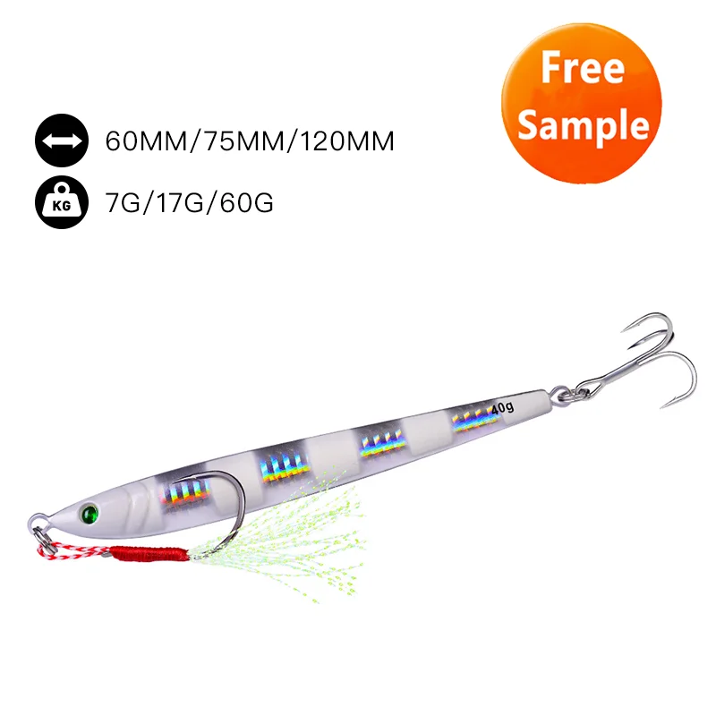 

Wholesale Sea Lead Sequins Fishing Lures Metal Jigging Lures 60g, 5 colors