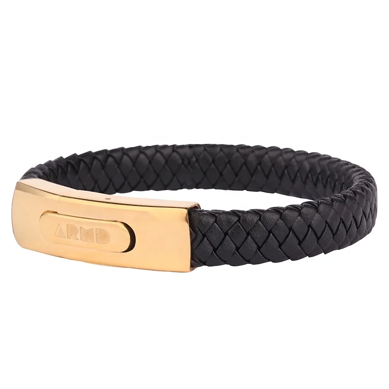 

Black Brazalete Charm Men Jewelry Accessories Magnet Buckle Lucky Braided Leather Bracelet For Gift