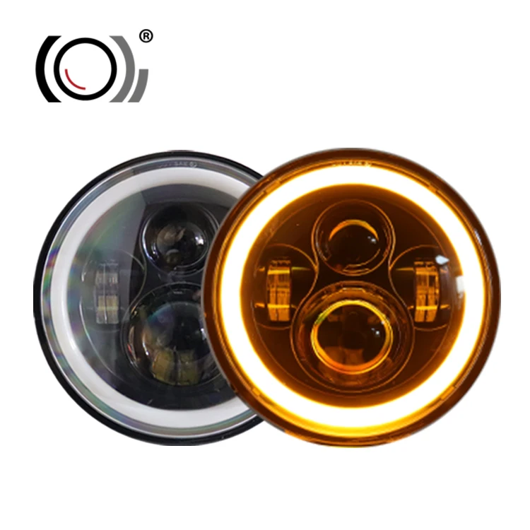 

7 Inch Hot-selling Manufacturer LED Auto Headlight Round 7" LED Headlight Halo For Car Motorcycle