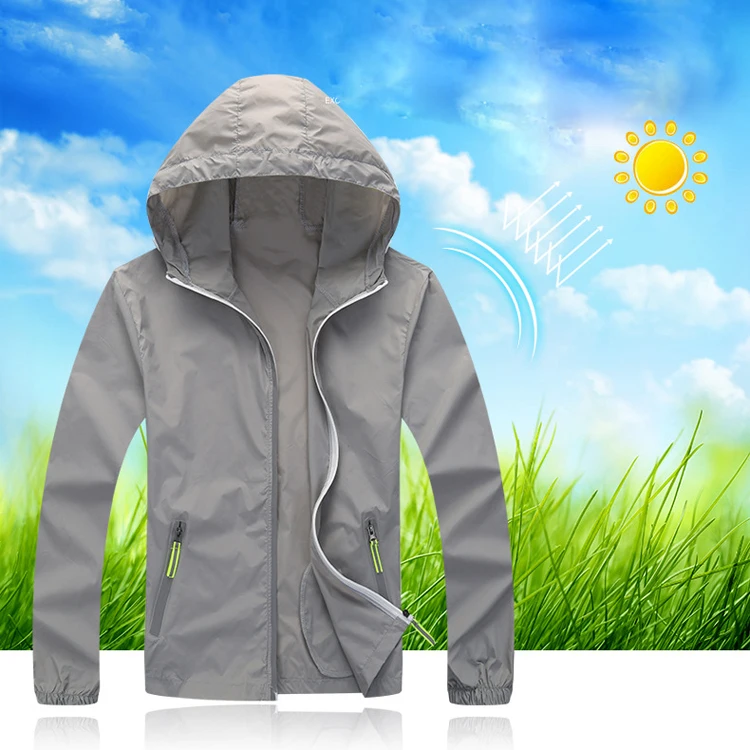 

ultra thin sun protection women men hoodie jacket outdoor jackets with reflective zipper for outdoor, camping, cycling