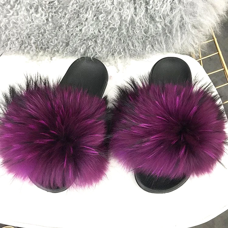 

Fur slippers women fur slippers fluffy fox fur slippers, Color matching or can be customized according to requirements