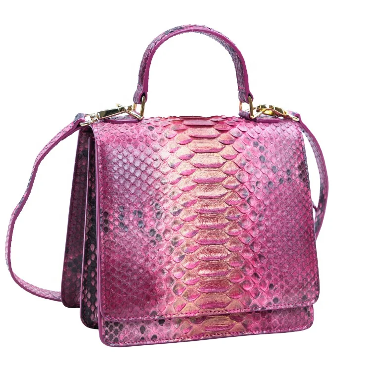 

Fashionable luxury python bags lady purse handbags top handle customized logo