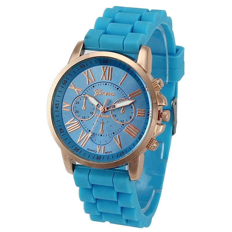 

3888 Newest Ladies Minimalist Alloy Case Men Watch Colorful Silicone Belt Watch Fancy Geneva Watch, 12 colors